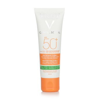 Vichy Capital Soleil Trattamento quotidiano opacizzante 3 in 1 per il controllo della lucentezza SPF 50 - Protegge, assorbe, controlla