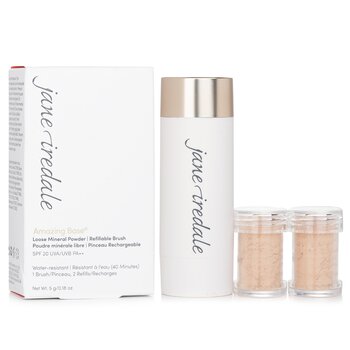 Jane Iredale Amazing Base Loose Mineral Powder SPF 20 Pennello ricaricabile (1 pennello, 2 ricariche) - Ambra