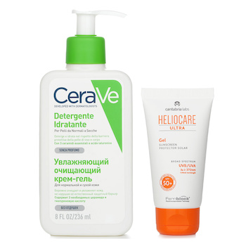 Heliocare by Cantabria Labs Heliocare Ultra 90 Gel SPF50 50ml X CeraVe Hydrating Cleanser For Normal to Dry Skin (With Pump) 236ml